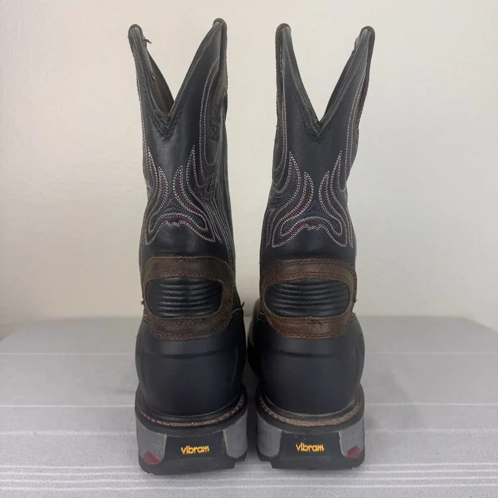 Justin Tanker Steel Toe Leather Western Work Boots Walnut Brown Black 15 EE